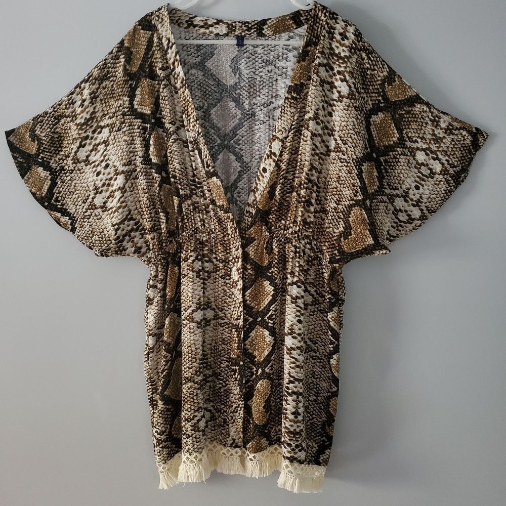 MAR by Vix Brown Multi Snake Print Kimono Size XL